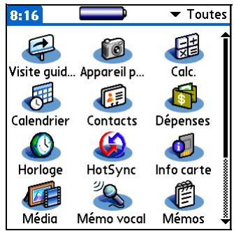 PALM ZIRE 72 - Utilisation de l'écran accueil - 3