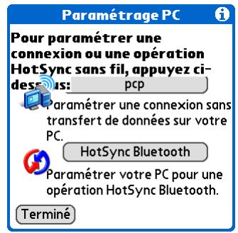 PALM ZIRE 72 - Configuration d'une connexion pour la synchronisation sans fil - 4