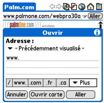 PALM ZIRE 72 - Accès à une page web à l'aide de la barre d'action - 5