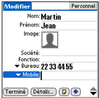 PALM ZIRE 72 - Ajout d'un contact - 3