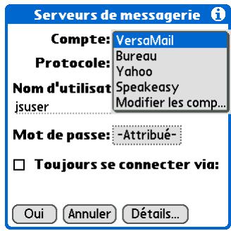 PALM ZIRE 72 - Gestion des paramètres de courrier entrant et sortant - 2