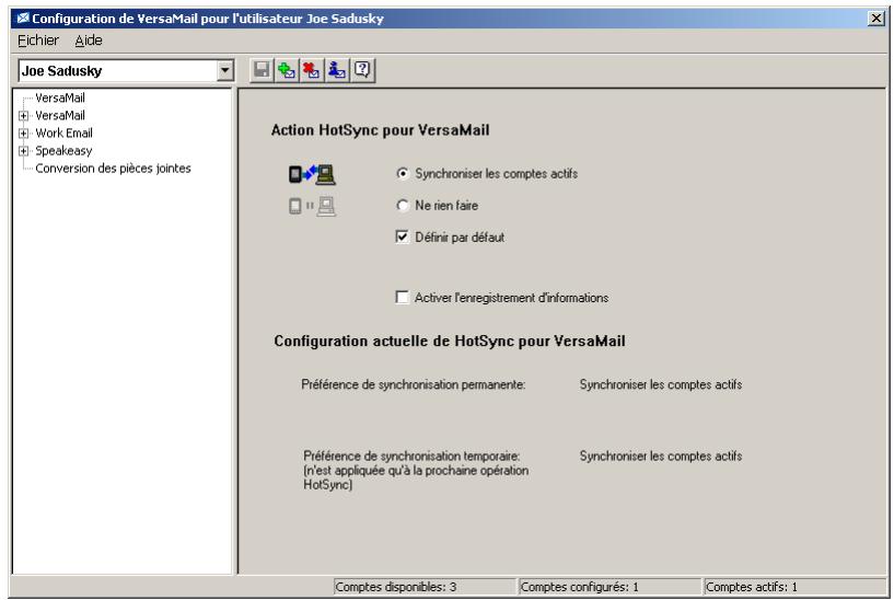 PALM ZIRE 72 - Sélectionnez synchronisation des comptes actifs. - 1