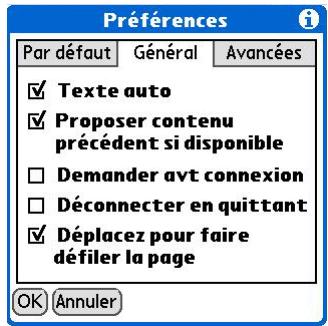 PALM ZIRE 72 - Configuration des préférences de connexion à internet - 4