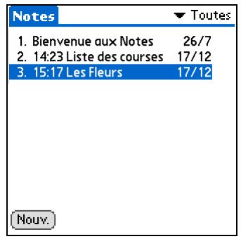 PALM ZIRE 72 - Affichage et modification d'une note - 2