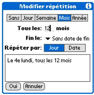 PALM ZIRE 72 - Planification d'un événement répété - intervalle inhabituel - 3