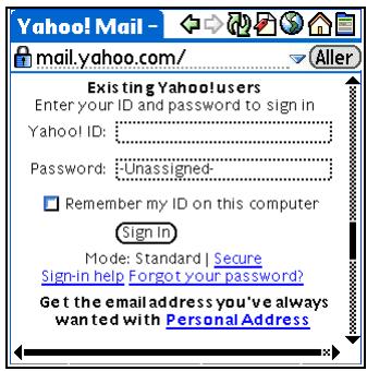PALM ZIRE 72 - Utilisation d'un mot de passe pour accéder à une page web - 3