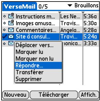 PALM ZIRE 72 - Réponse à un e-mail à partir de la liste des messages - 1