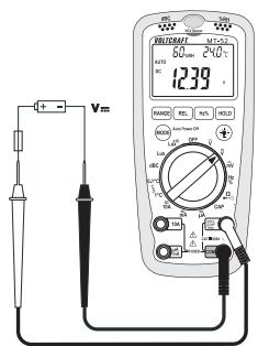 VOLTCRAFT MULTI-DMM MT-52 - Pour mesurer la tension continue « v DC », procédure comme suit; - 2