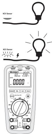 VOLTCRAFT MULTI-DMM MT-52 - h) Berührungslose AC-Spannungsdetektion „NCV" - 3