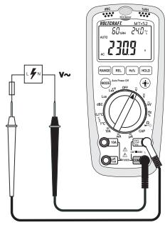 VOLTCRAFT MULTI-DMM MT-52 - Proceed as follows to measure AC voltages "V-AC": - 2