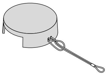 NEC LT154 - Attaching the lens cap to the lens hood with the supplied string and rivet - 1