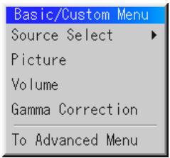 NEC LT156 - The default Basic/Custom Menu items are: - 2