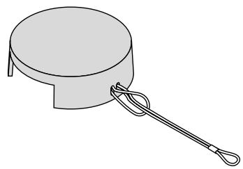 NEC LT156 - Attaching the lens cap to the lens hood with the supplied string and rivet - 1