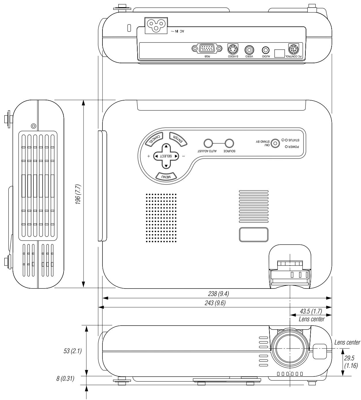 NEC LT75Z - Cabinet Dimensions - 1
