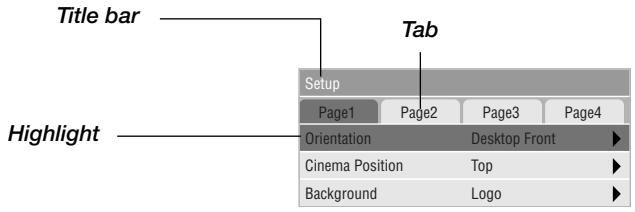 NEC LT75Z - Menu Elements - 1