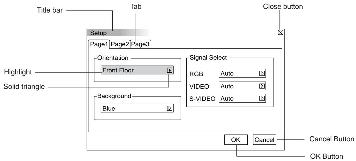 NEC LT84 - Menu Elements: - 1