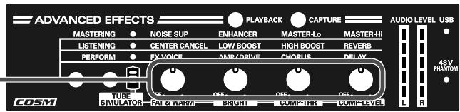 EDIROL UA-4FX - Using the four effect knobs to adjust the sound - 1
