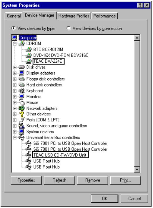 TEAC DW-CD224PU - Driver installation under Windows 98SE/Windows Me - 13