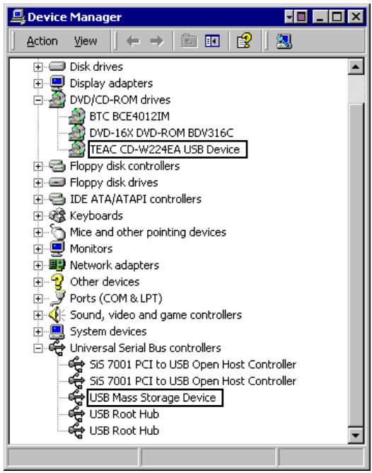 TEAC DW-CD224PU - Driver installation under Windows 2000 - 1