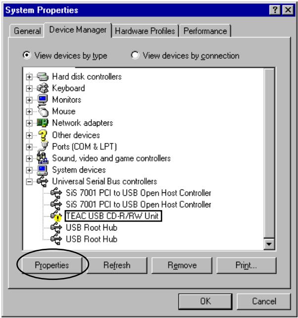 TEAC DW-CD224PU - "Manual" Driver Installation under Windows 98SE - 1