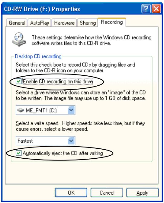 TEAC DW-CD224PU - Before using the write function of Windows XP - 1
