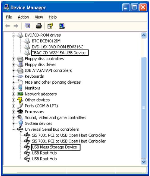 TEAC DW-CD224PU - Driver installation under Windows XP - 1