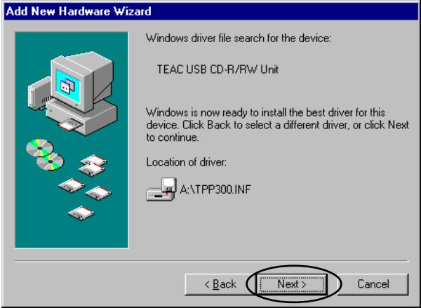 TEAC DW-CD224PU - Driver installation under Windows 98SE/Windows Me - 7