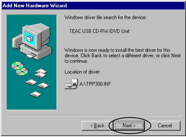 TEAC DW-CD224PU - Driver installation under Windows 98SE/Windows Me - 8