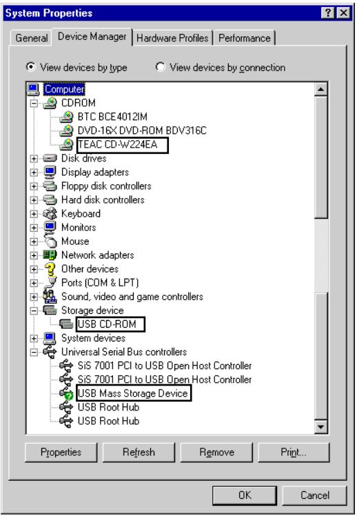 TEAC DW-CD224PU - CD-W224PUK Driver Installation under Windows 98SE - 2