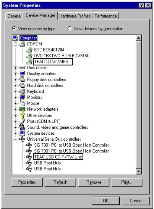 TEAC DW-CD224PU - Driver installation under Windows 98SE/Windows Me - 11