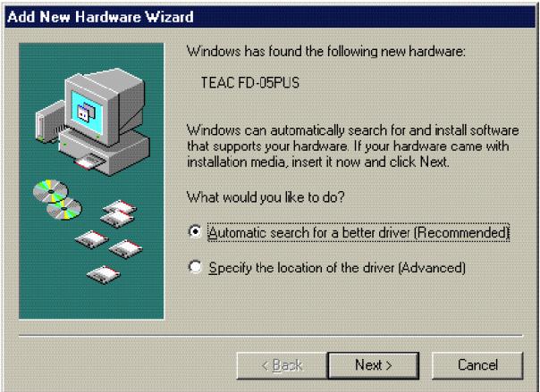 TEAC FD05PUS - Procédure d'installation (windows 98 millennium edition) - 1