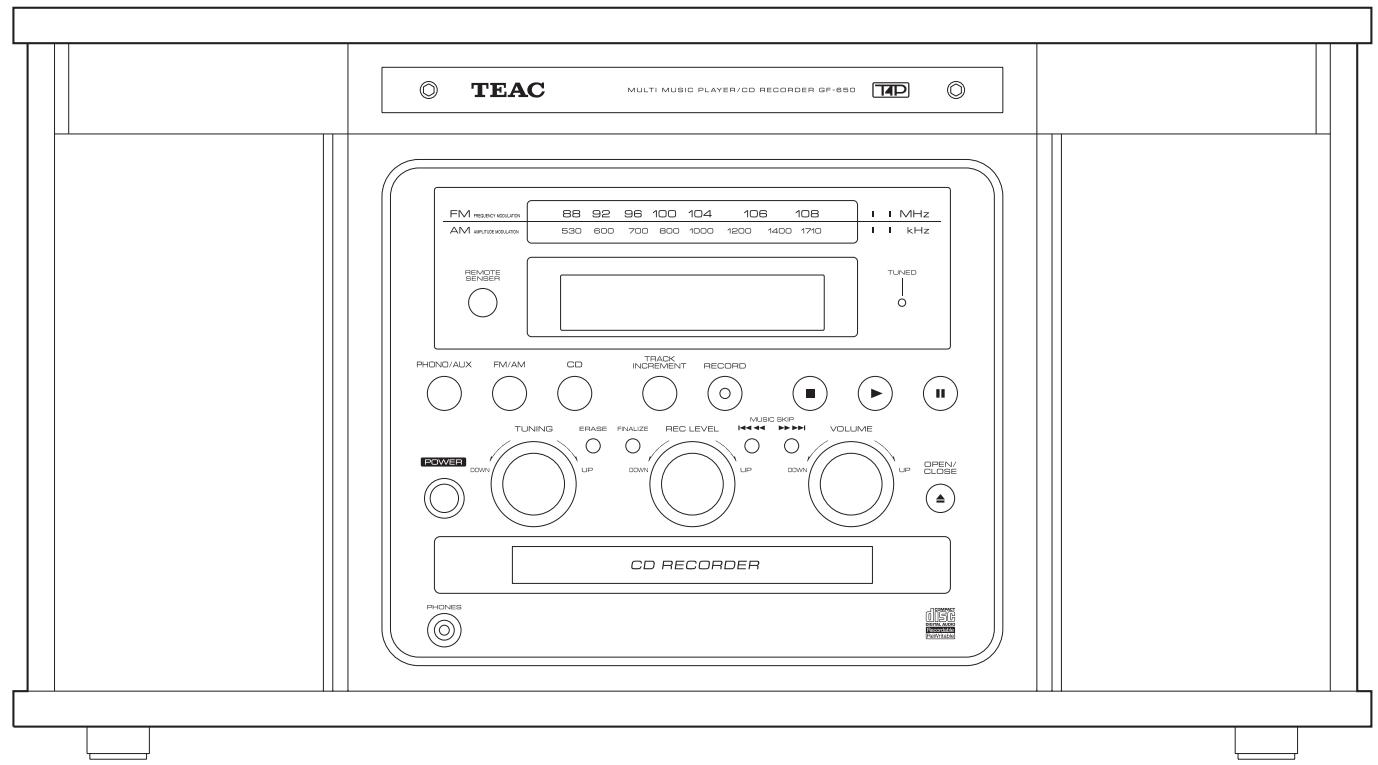 TEAC GF-650 - OWNER'S MANUAL MANUEL DU PROPRIÉTAIRE MANUAL DEL USUARIO - 1