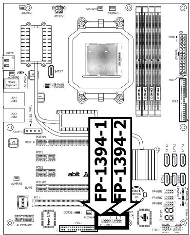 ABIT AN9-32X - Additional IEEE1394 Port Headers - 1