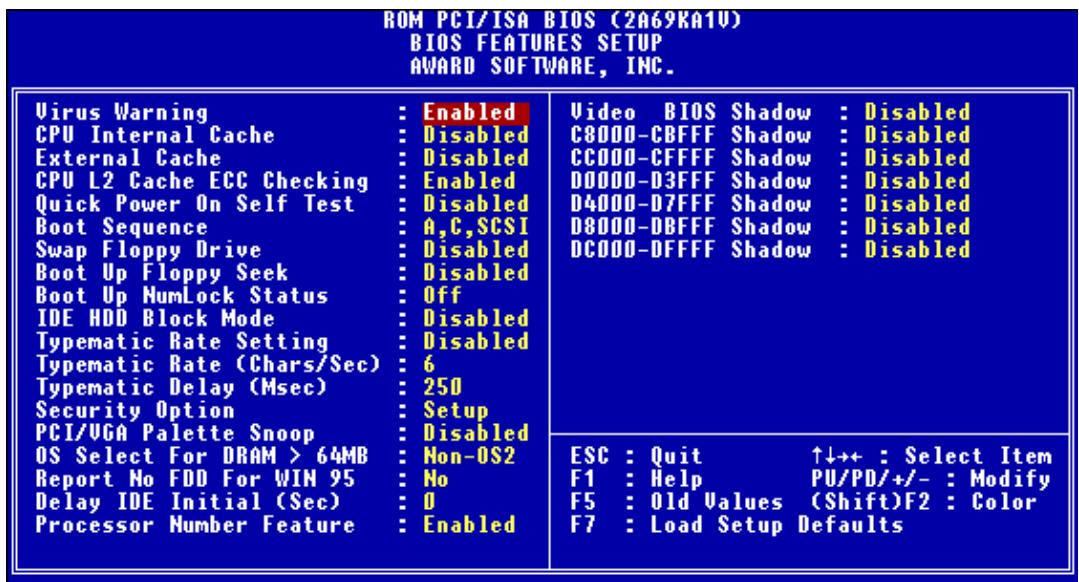 ABIT BH6R1-1 - BIOS Features Setup Menu - 1