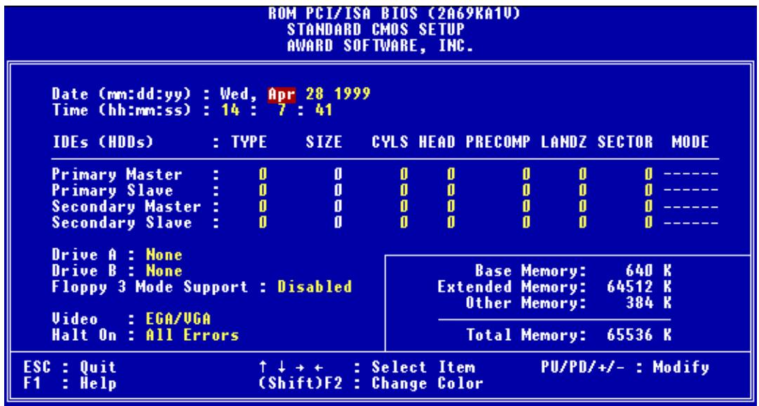 ABIT BH6R1-1 - Standard CMOS Setup Menu - 1