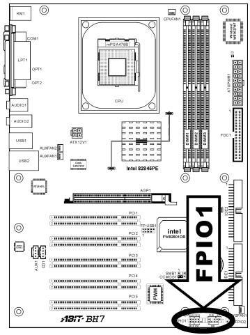 ABIT BH7 - (5). Front Panel Switches &amp; Indicators Headers [FPIO1] - 1