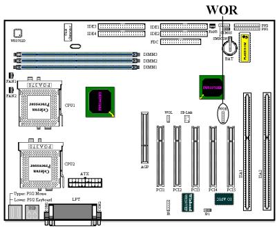 ABIT BP6 - WOR: Wake On Ring Header - 1