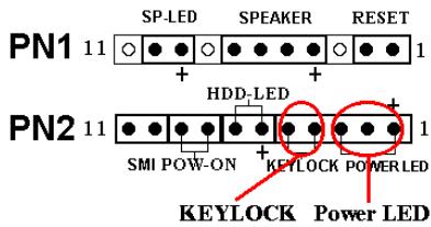 ABIT BP6 - PN2 (Pin 1-2-3-4-5): Power LED and Keylock Switch Headers - 1