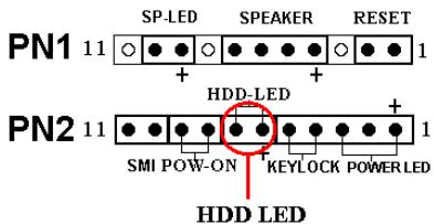 ABIT BP6 - PN2 (Pin 6-7): HDD LED Header - 1