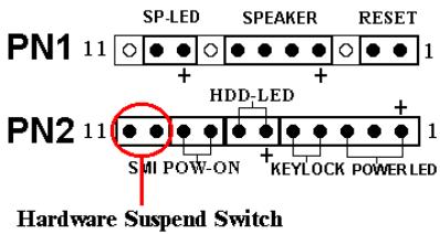 ABIT BP6 - PN2 (Pin 10-11): Hardware Suspend Switch (SMI Switch) Header - 1