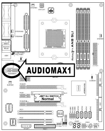 ABIT FATAL1TY-AN8-SLI - NOTE: Install this daughter-card at slot "AUDIOMAX1". - 1