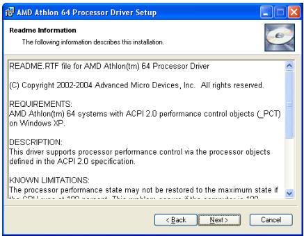 ABIT FATAL1TY-AN8-SLI - Appendix D. Install AMD64 Processor Driver - 4