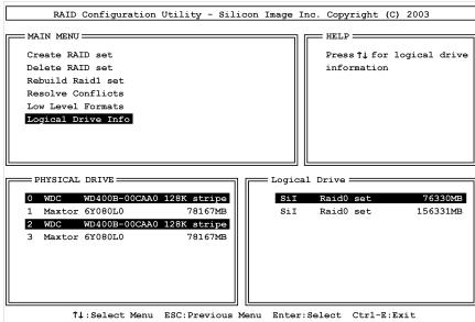 ABIT IC7-MAX3 - Option 6 Logical Drive Info - 1