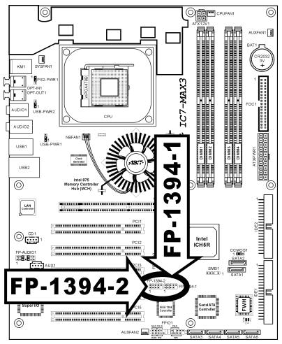 ABIT IC7-MAX3 - (7). Additional IEEE1394 Port Header - 1