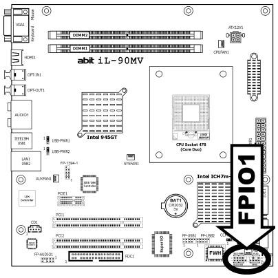 ABIT IL-90MV - Front Panel Switches &amp; Indicators Headers - 1