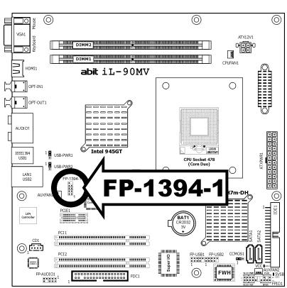 ABIT IL-90MV - Additional IEEE1394 Port Header - 1