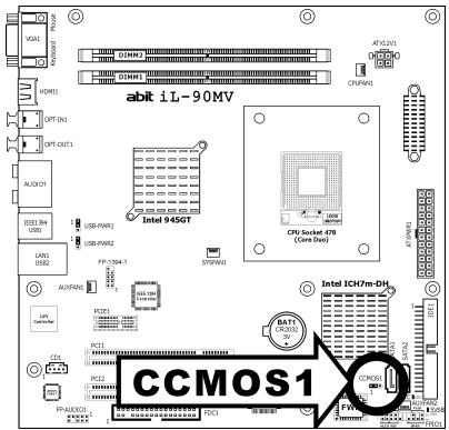 ABIT IL-90MV - To clear the CMOS memory and load in the default values: - 1