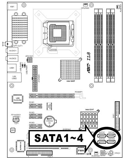 ABIT IL8 - (9). Serial ATA Connectors - 1