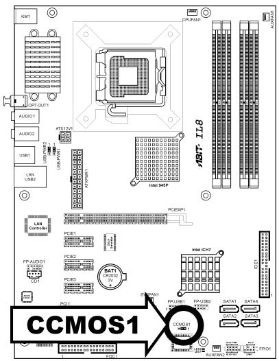 ABIT IL8 - (3). CMOS Memory Clearing Header - 1