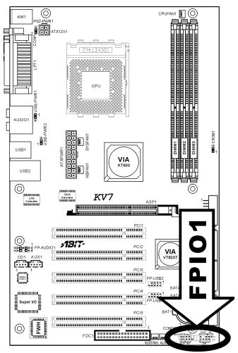 ABIT KV7 - (6). Front Panel Switches & Indicators Headers - 1